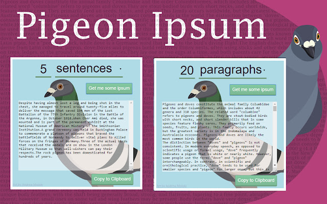 Pigeon Ipsum  from Chrome web store to be run with OffiDocs Chromium online