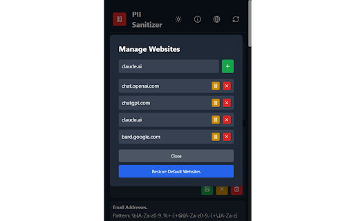 PII Sanitizer  from Chrome web store to be run with OffiDocs Chromium online