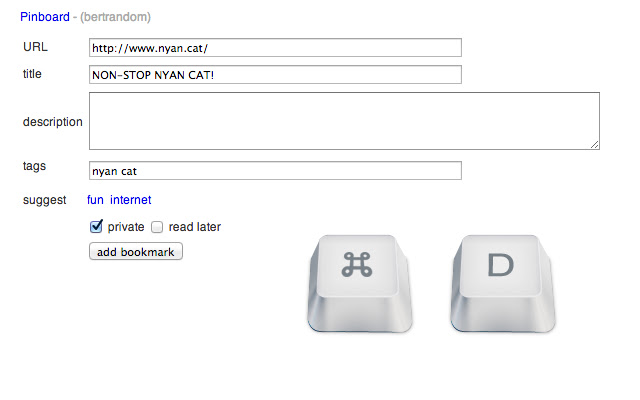Pinboard Keyboard Shortcut  from Chrome web store to be run with OffiDocs Chromium online