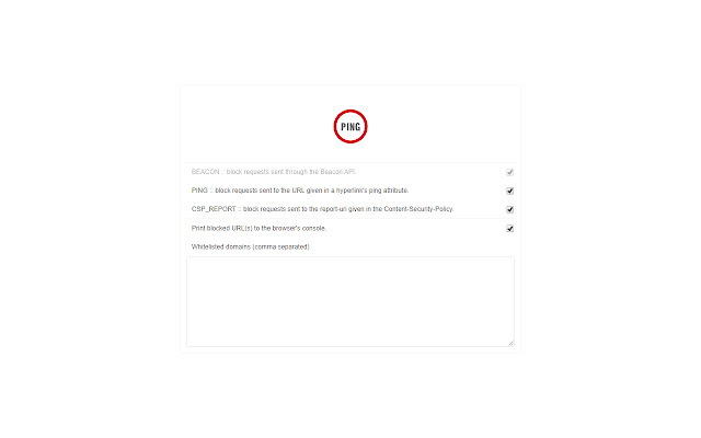 Ping Blocker  from Chrome web store to be run with OffiDocs Chromium online