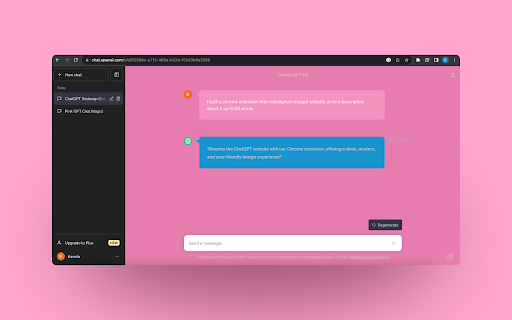 Pink ChatGPT Theme  from Chrome web store to be run with OffiDocs Chromium online