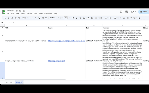 Pinly  from Chrome web store to be run with OffiDocs Chromium online