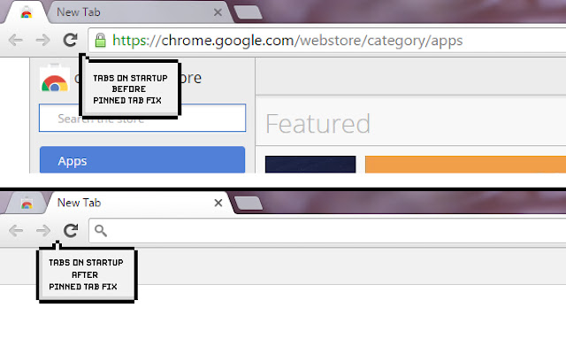 Pinned Tab Fix  from Chrome web store to be run with OffiDocs Chromium online