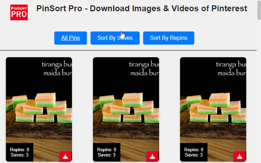 PinSort Pro Sort, Download Images  Videos  from Chrome web store to be run with OffiDocs Chromium online