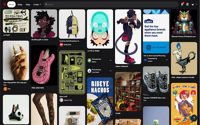 Pinterest Dark Theme  from Chrome web store to be run with OffiDocs Chromium online