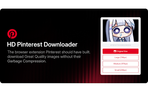 Pinterest Downloader  from Chrome web store to be run with OffiDocs Chromium online