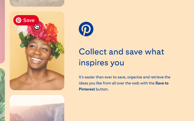Pinterest Save Button  from Chrome web store to be run with OffiDocs Chromium online