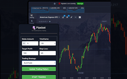 PipsBot for Pocketoptions  from Chrome web store to be run with OffiDocs Chromium online
