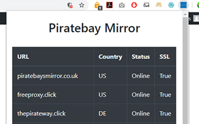 Piratebay Proxy  from Chrome web store to be run with OffiDocs Chromium online
