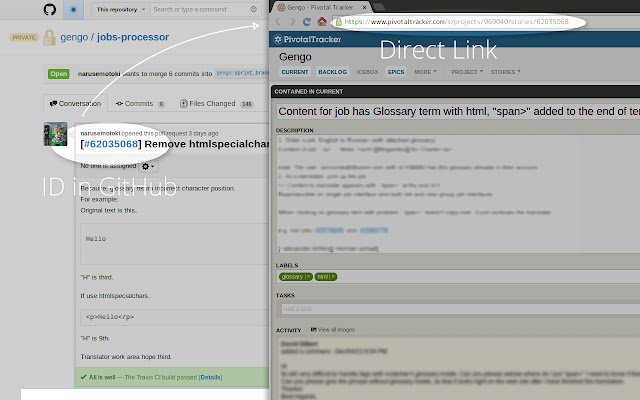 Pivotal Tracker Code Helper  from Chrome web store to be run with OffiDocs Chromium online