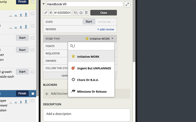 Pivotal Tracker for rescue.co  from Chrome web store to be run with OffiDocs Chromium online
