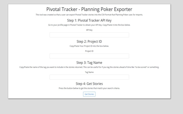 Pivotal Tracker Planning Poker Exporter  from Chrome web store to be run with OffiDocs Chromium online