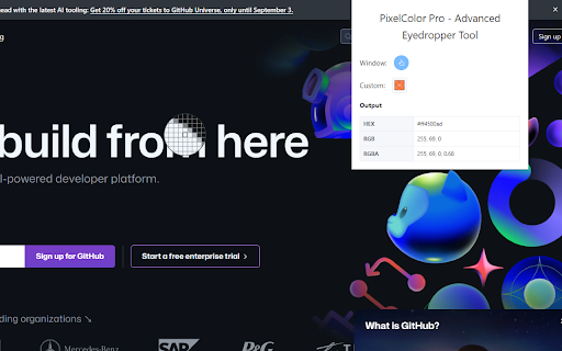 PixelColor Pro Advanced Eyedropper Tool  from Chrome web store to be run with OffiDocs Chromium online