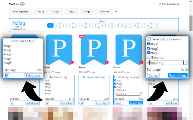 PixTag ~pixiv Bookmark Tag Manager~  from Chrome web store to be run with OffiDocs Chromium online