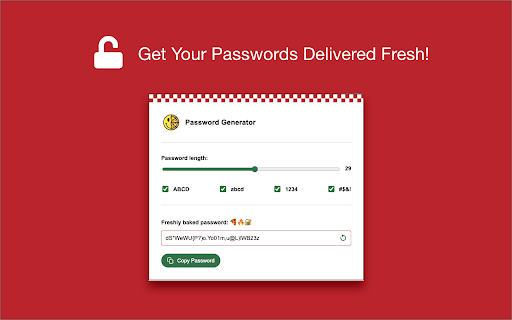 Pizza Boys Password Generator  from Chrome web store to be run with OffiDocs Chromium online