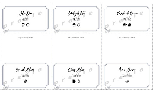 Place Card Template  Table Name Card  from Chrome web store to be run with OffiDocs Chromium online