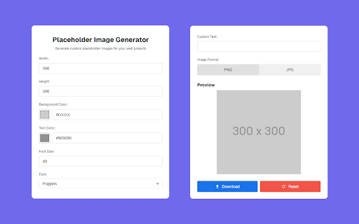 Placeholder Image Generator  from Chrome web store to be run with OffiDocs Chromium online