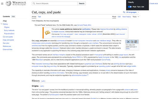 Plainify | Copy as plain text  from Chrome web store to be run with OffiDocs Chromium online
