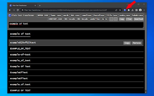 Plain Text Transformer  from Chrome web store to be run with OffiDocs Chromium online