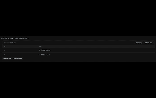 Planetscale Query Exporter  from Chrome web store to be run with OffiDocs Chromium online