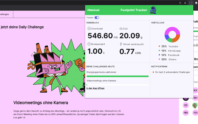 Planted Footprint Tracker из интернет-магазина Chrome будет работать с онлайн-версией OffiDocs Chromium