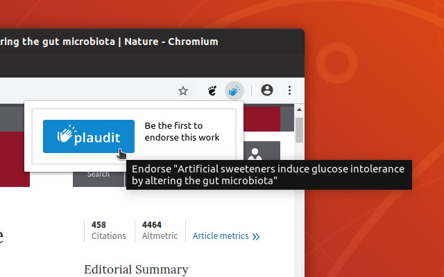 Plaudit  from Chrome web store to be run with OffiDocs Chromium online