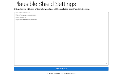 Plausible Shield  from Chrome web store to be run with OffiDocs Chromium online