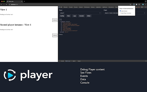 Player ui devtools  from Chrome web store to be run with OffiDocs Chromium online
