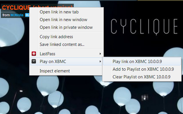 Play on XBMC  from Chrome web store to be run with OffiDocs Chromium online