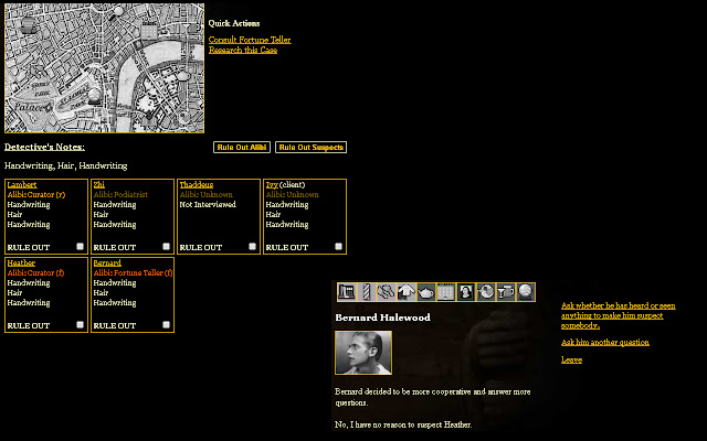 Play Sleuth Noir Add On  from Chrome web store to be run with OffiDocs Chromium online