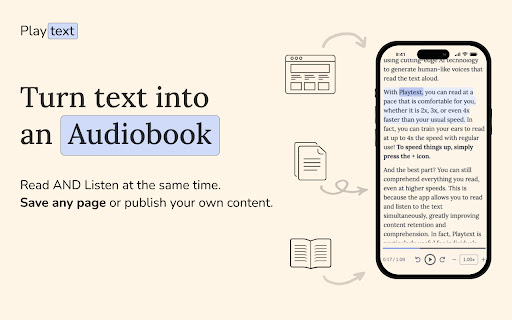 Playtext — Text to Speech  from Chrome web store to be run with OffiDocs Chromium online