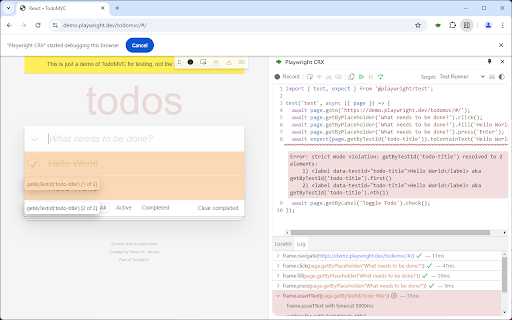 Playwright CRX  from Chrome web store to be run with OffiDocs Chromium online
