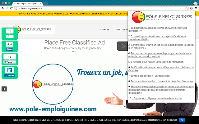 Pôle Emploi Guinée  from Chrome web store to be run with OffiDocs Chromium online