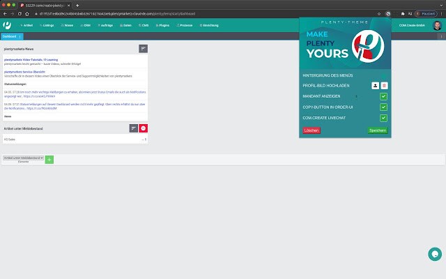 Plentymarkets Theme  from Chrome web store to be run with OffiDocs Chromium online