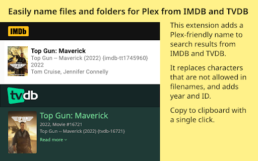 Plex name formatter  from Chrome web store to be run with OffiDocs Chromium online
