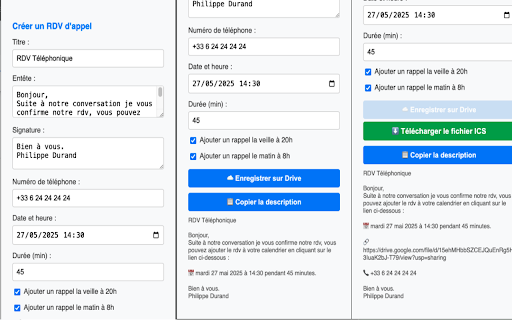 Plugin Calendrier ICS  from Chrome web store to be run with OffiDocs Chromium online