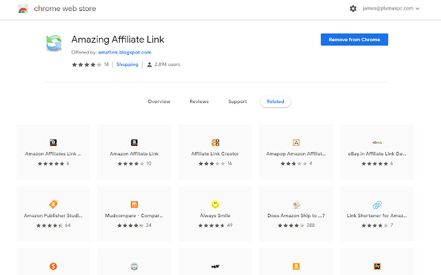 Plumas PC Amazon Affiliate Link  from Chrome web store to be run with OffiDocs Chromium online