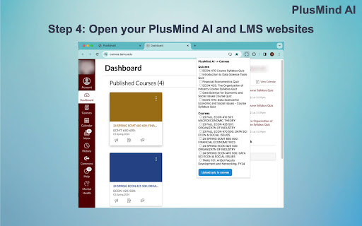 PlusMind + ChatGPT quiz creator for Canvas  from Chrome web store to be run with OffiDocs Chromium online