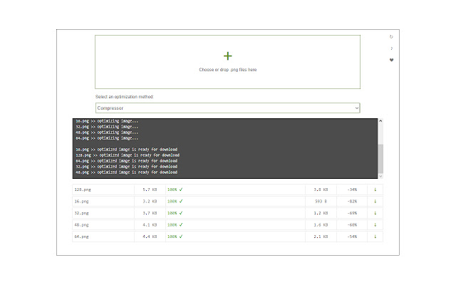 PNG Optimizer  from Chrome web store to be run with OffiDocs Chromium online