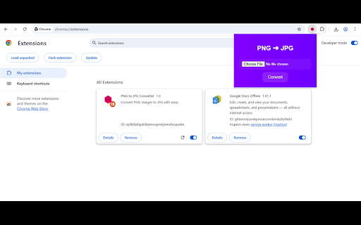 PNG to JPG Converter  from Chrome web store to be run with OffiDocs Chromium online