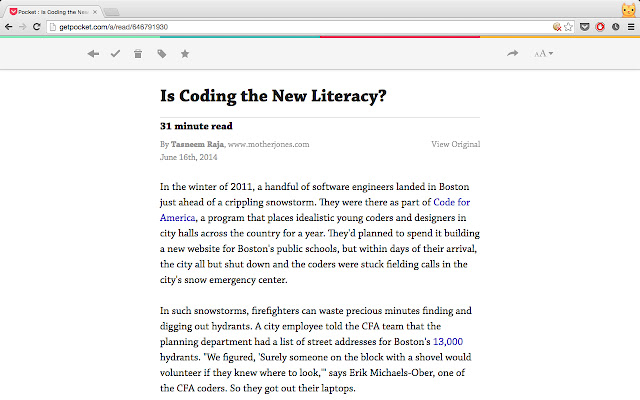 Pocket Article Reading Time  from Chrome web store to be run with OffiDocs Chromium online