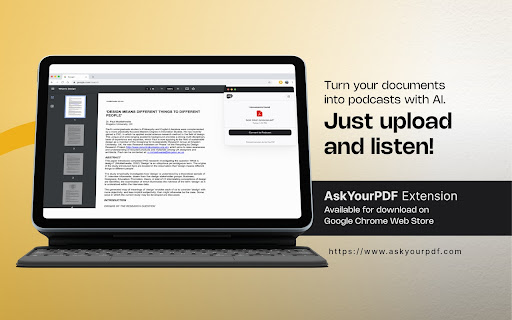 PodcastAnywhere by AskYourPDF  from Chrome web store to be run with OffiDocs Chromium online