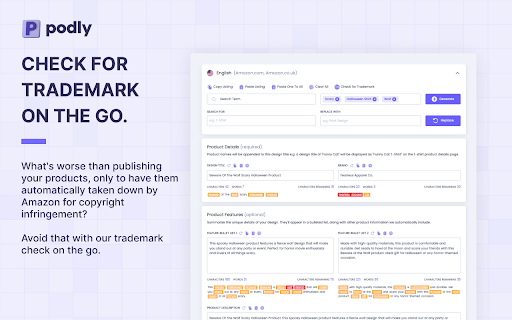 Podly AI Toolset for Merch By Amazon from Chrome web store to be run with OffiDocs Chromium online Podly AI Toolset for Merch By Amazon from Chrome web store to be run with OffiDocs Chromium online