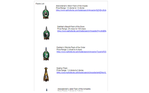 POE Ninja build price checker  from Chrome web store to be run with OffiDocs Chromium online