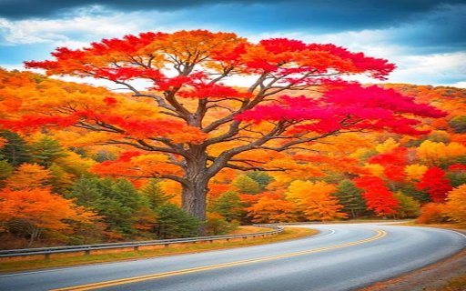 Poetic autumn road wallpaper  from Chrome web store to be run with OffiDocs Chromium online