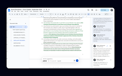 Pointer: AI agent for Google Docs  from Chrome web store to be run with OffiDocs Chromium online