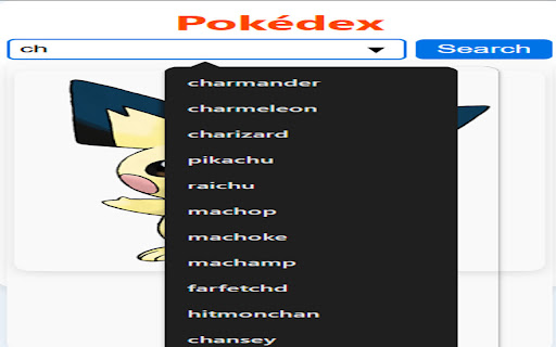 Pokédex  from Chrome web store to be run with OffiDocs Chromium online