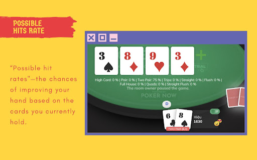 Poker Now Odds Calculator  from Chrome web store to be run with OffiDocs Chromium online