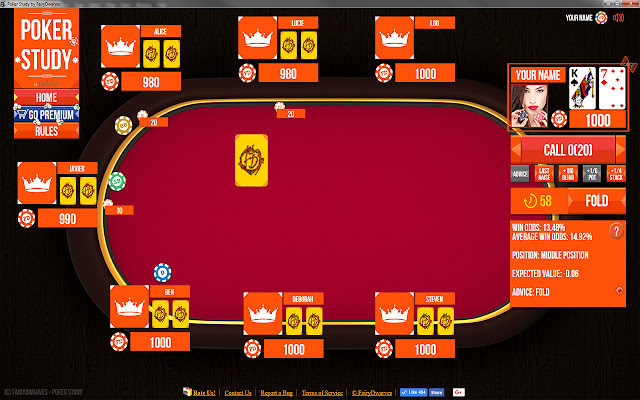 Poker Study  from Chrome web store to be run with OffiDocs Chromium online