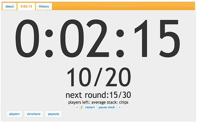 Poker Tournament Clock  from Chrome web store to be run with OffiDocs Chromium online